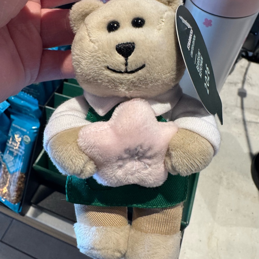 Starbucks Bearista Keychain with Green and White Outfit